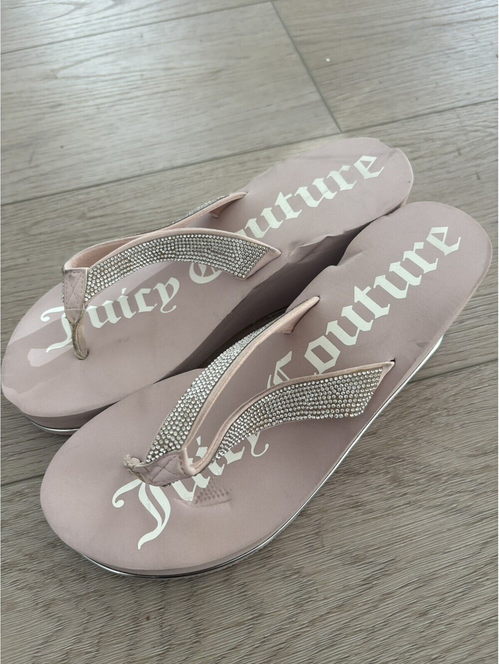 Juicy Couture PINK  Bling Thong Platform Wedge Sandals Women Size 9